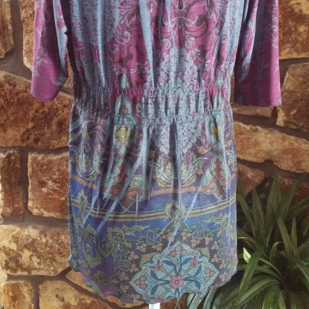 One World BOHO top - Med - embellished neck - Picture 2 of 5